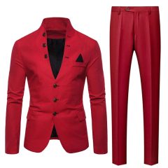 Tuxedo for Mens: Men's Three Buttons Wedding Formal Party Prom Stand Collar Suit