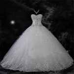 White Bridesmaid Dresses: Ball Gown Lace Wedding Dress Shiny Beaded Wedding Gowns