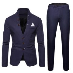 Tuxedo for Mens: Men's Three Buttons Wedding Formal Party Prom Stand Collar Suit